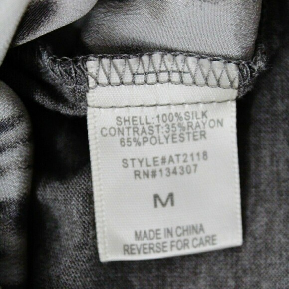 Line & Dot Sz M Pockets Silk Mix Media Crop Blouse Top - Picture 5 of 8